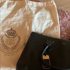 Black leather Ralph Lauren handbag shoulder strap